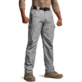 CQR Men's Tactical Pants, Water Resistant Ripstop Cargo Pants, Lightweight EDC Work Hiking Pants, Outdoor Apparel, Raider Stone, 42W x 32L