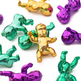 YAXINRUI King Cake Babies, 1.2inch Mini Plastic Babies Metallic Tiny Babies for Party Cake Decorations, Ice Cube My Water Broke Baby Shower Games, Mardi Gras Party Favors