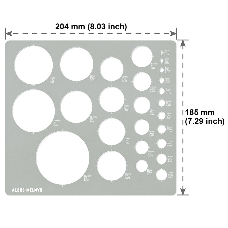 Aleks Melnyk No.200 Metal Circle Template metric, Circle Tracers for