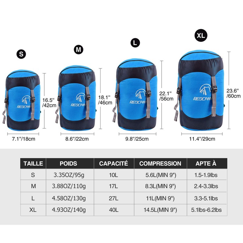 REDCAMP 40L Nylon Compression Stuff Sack for Sleeping Bag, Lightweight