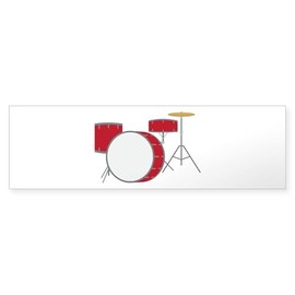 CafePress Red Drum Set 10"x3" Rectangle Vinyl Bumper Sticker Car Decal