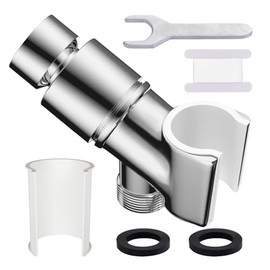 Adjustable Handheld Shower Head Holder Bracket Easy Wall Mount Shower Head Mount for Bathroom Hand Shower All Metal Adjustable Shower Bracket for Connecting Shower Arm and Shower Hose (Chrome)
