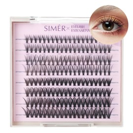 SIMER Lash Clusters D Curl 10-16mm Mixed DIY Eyelash Extensions 160PCS Cluster Lashes Individual Eyelash Reusable Wispy Natural Lash Extensions DIY at Home