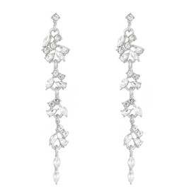 ONLYJUMP Crystal Tassel Earrings for Women Rhinestone Cubic Zirconia Dangling Earrings Rhinestone Long Chain Dangle EarringsCrystal Chandelier Bridal Wedding Earrings Jewelry Gifts (Silver Crystal)
