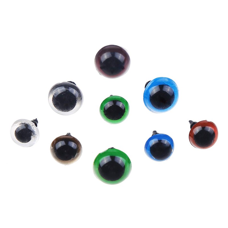 370 PCS 5mm-20mm Solid Black Eyes with Washers, Colorful Craft