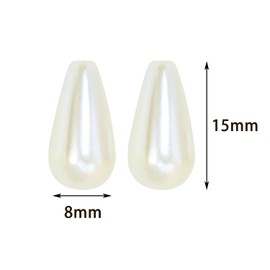 PPhtony 8x15mm Plastic Faux Teardrop Pearl Beads Imitation Waterdrop Pearl Beads for Pendant Necklace Earrings Christmas Wedding Head Band Headpieces DIY Craft Jewelry Making, 100PCS (Beige)