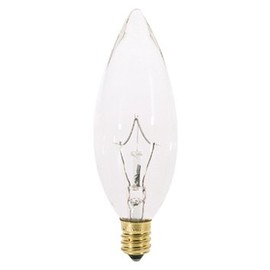 Bulbrite 490025 25CTC/32/2 25-Watt Incandescent Torpedo B10 Chandelier Bulb, Candelabra Base, Clear