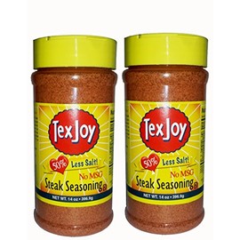 Texjoy Steak Seasoning 50% Less Salt & No MSG, 14oz (2 Pack)
