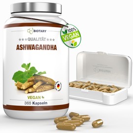 Ashwagandha 365 Capsules | 3000 mg Daily Serving | Includes Pill Box | Indian Sleep Berry | High Dose | Vegan | Pure Vegetable without Additives