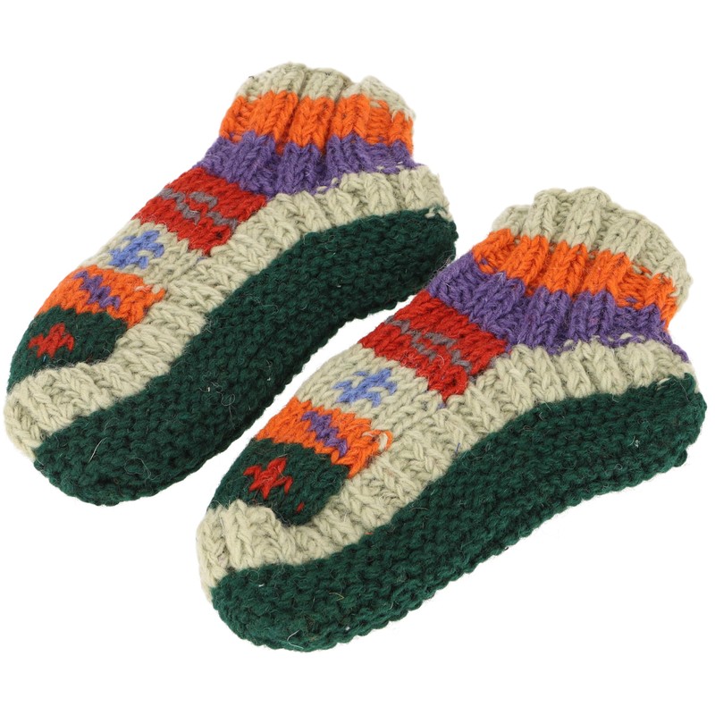 GURU SHOP Wool Slippers, Hand Knitted Hippie Hut Shoes 37-39,
