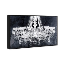 The Oliver Gal Artist Co. Fashion and Glam Framed Wall Art Canvas Prints 'Breakfast at Tiffany's' Chandeliers Home Décor, 15" x 10", Black, White