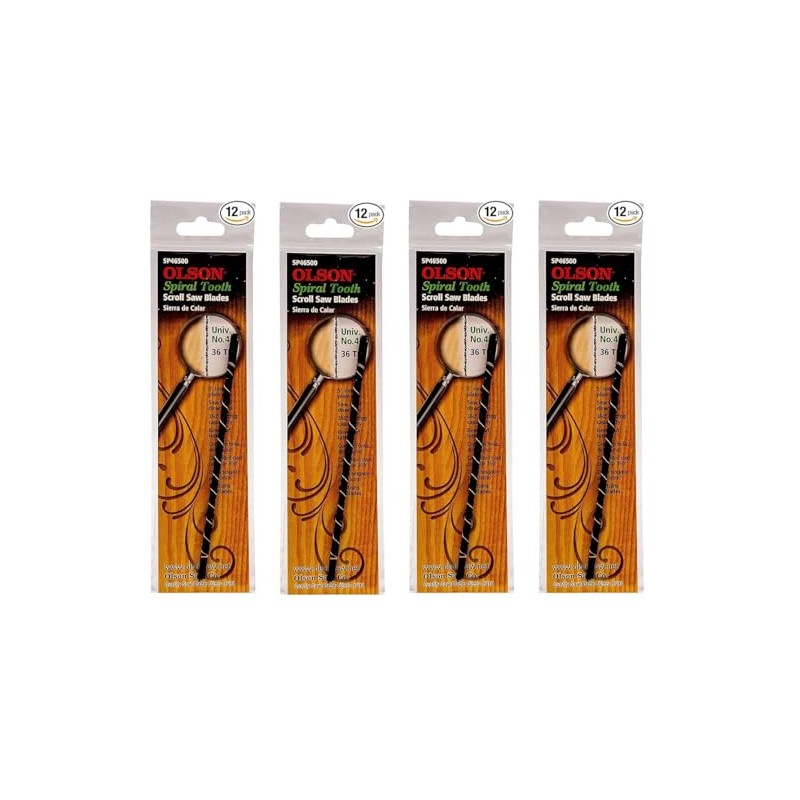 4PK Olson Saw SP46500 Spiral Scroll Saw Blade, Silver (4