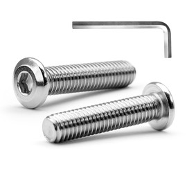MINHER M5 x 35mm 10Pcs Flat Head Hex Socket Cap Screws Bolts, Furniture Bolts, 304 Stainless Steel 18-8, Full Thread (with Hex Spanner)