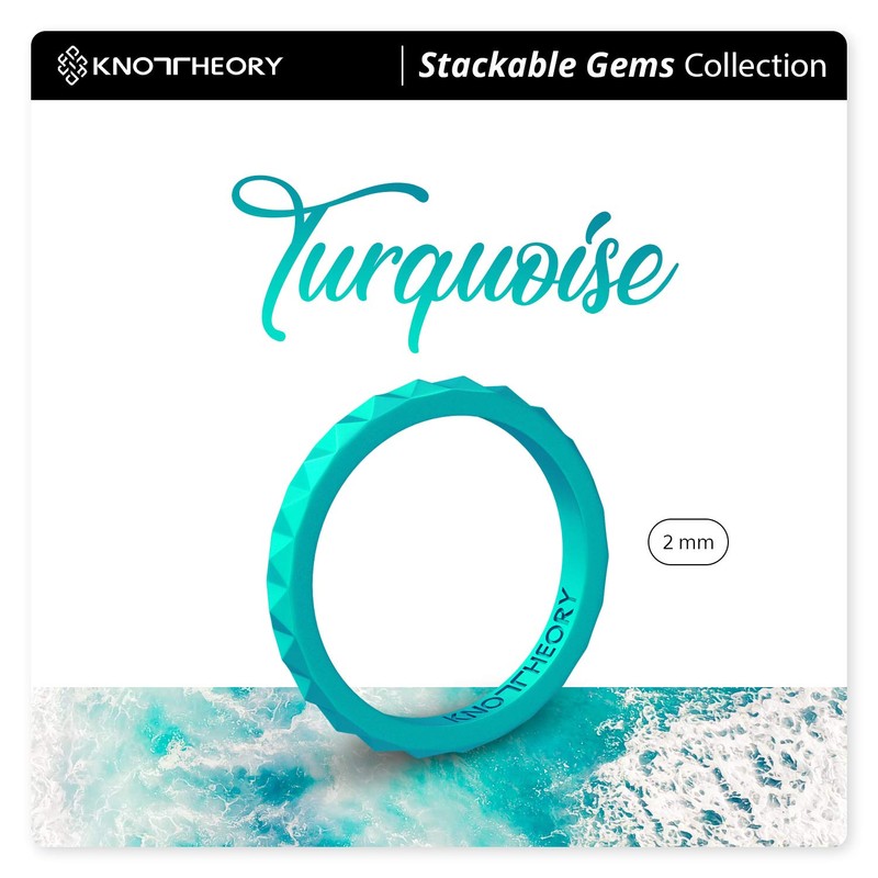 Knot Theory Turquoise Thin Stackable Silicone Ring - 2mm Slim