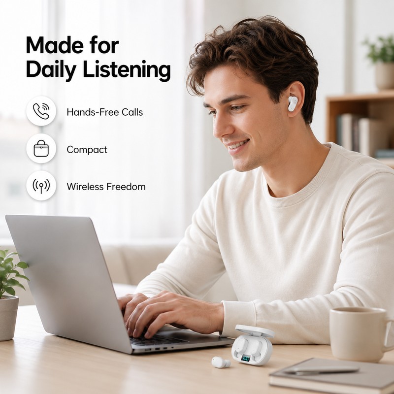 Wireless Bluetooth Earbuds for Calls & Music – TWS Earphones