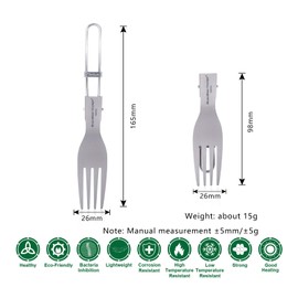 Boundless Voyage Titanium Folding Spoon Spork Fork Set Outdoor Camping Tableware Titanium Cutlery Lunchbox Cutlery Set Travel Cutlery Ti1023T