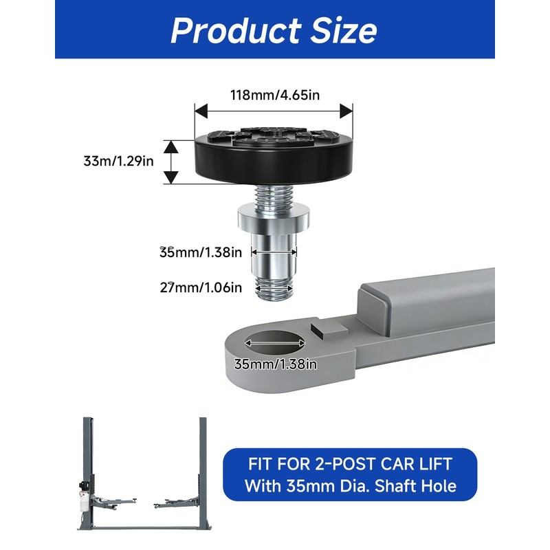 2 Pack 35mm Car Lift Rubber Pads for 2 Post