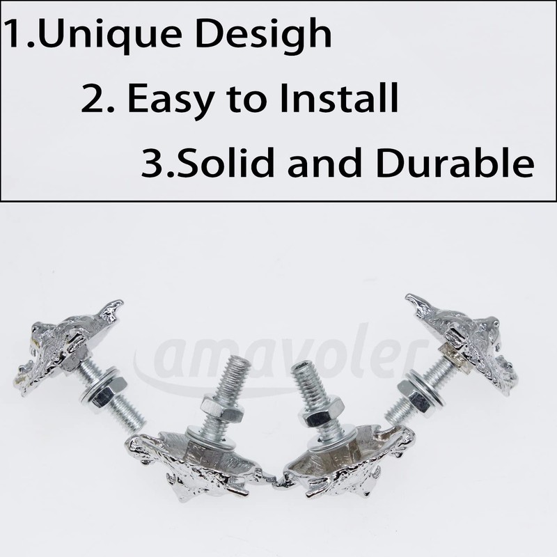 License Plate Bolts, 4 pcs Universal Wolf Style Stainless Steel