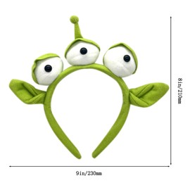CHAOYUN 1PCS Green Toy Story Alien Headband Stretchy Plushy Three-eyed Headband Cute Hair Accessories for Girls