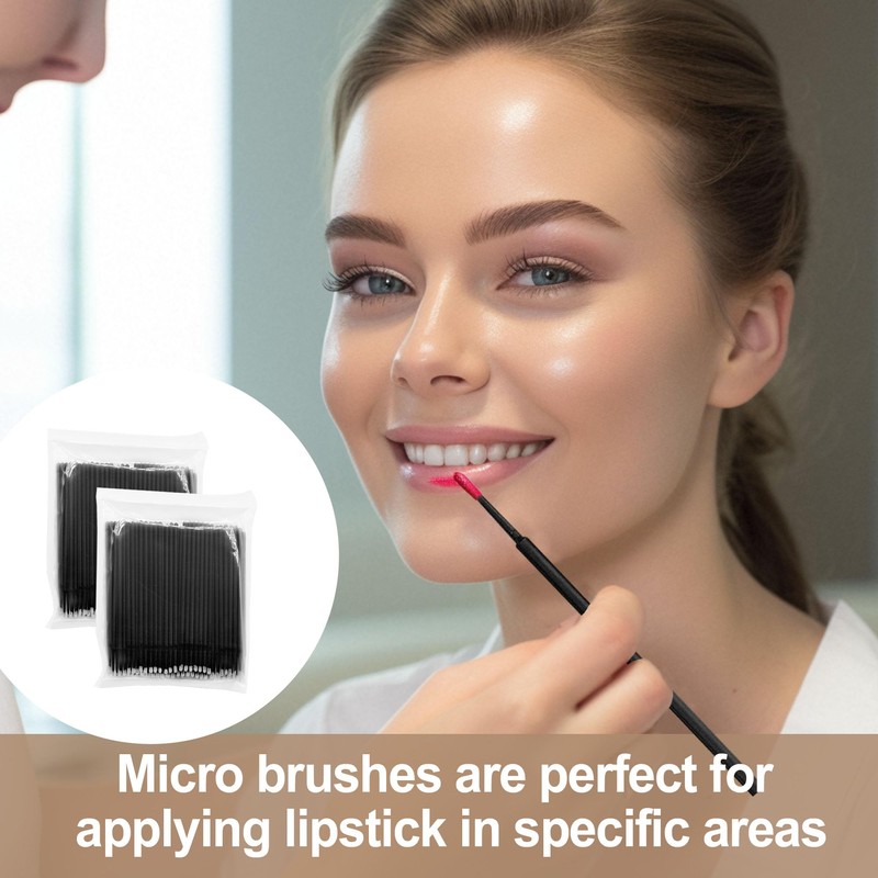 200PCS Micro Brushes Black Disposable Micro Applicator Brushes for Eyelash
