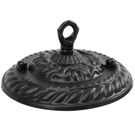 VILLCASE Ceiling Canopy Black Metal, Retro Canopy for Chandeliers, Vintage Ceiling Rose in Black, Sturdy Lamp Canopy with Hook, 130 mm Diameter, Ideal for Your Lighting