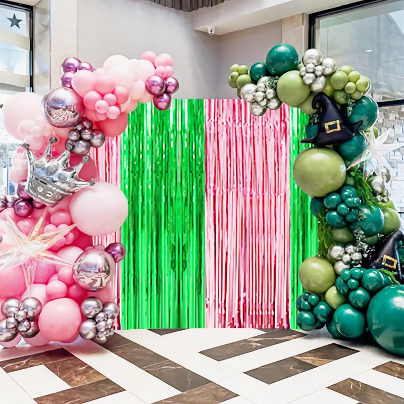 Pink and Green Party Decorations, Wicke Birthday Decorations, Tinsel Foil