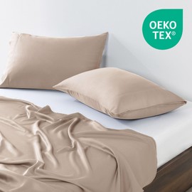 NATUREFIELD Rayon Derived from Bamboo Pillowcases Standard Size Set of 2, Cooling Pillow Cover for Hot Sleepers, Hotel Luxury Bedding (20"x26")