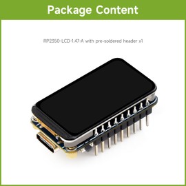 Waveshare RP2350 1.47inch Display Development Board, 172×320, 262K Color, RP2350 Dual-core Microcontroller, 150MHz, with Colorful RGB LED, Type-C USB Port, with Header
