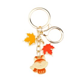 MUCOOS Cute Cartoon Animal Keyring, Red Maple Leaf and Red Fox, Birthday and Thank You Gift, Suitable as a Gift for Family, Sisters and Girlfriends, Colour 3, S