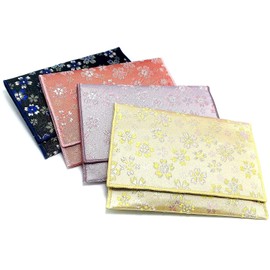Lacquer Pludacter with Prayer Beads Bag, Cherry Blossom Brocade, Blue