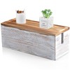 Large Cable Management Box, White Washed Wood Cord Organizer Box