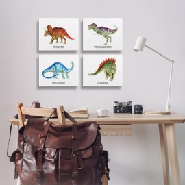 Stupell Industries Educational Dinosaur Types 4pc Canvas Wall Art Set Design by Brett Blumenthal, 14 x 11