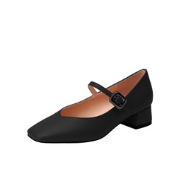 Women's Black Mary Jane Pumps Comfortable Black Pumps for Women with Low Block Heels and Square Toe Elegant Business Shoes Woman Chunky Heel Pumps for Office/Prom Wedding Meeting