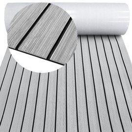 HZCHIONE Boat Decking Flooring EVA Foam Faux Teak Floor Mat Self-Adhesive Non-Slip Deck Rolls Sheet for Boats Pontoon Yacht Swim Platform Helm Pad RV Floor(94.5x21.66) A-Light Grey with Black Seam