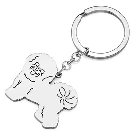 YAYAKO Stainless Steel Dog Keychain Wallet Car Key Keyring Jewelry Pets Dog Lovers Gifts for Women Girls Dog Key Chain (Silver Plated Bichon Frise Keychain)