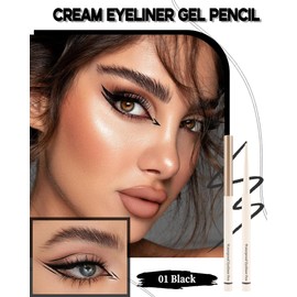 Black Matte Eyeliner Gel Pencil, Waterproof Smudge-Proof Retractable Eyeliner, Ultra-Fine Tip, Quick-Drying Long-Lasting, High Pigmented Waterline Eyeliner, Precision Eye liner Pen Makeup for Women-01