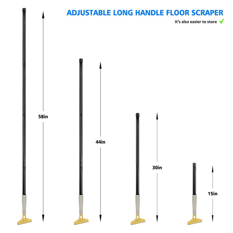 EHDIS 15''-58'' Long Handle Adjustable 4'' Razor Blade Scraper Tool