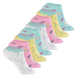 Footstar Children's Sneaker / Trainer Socks 8 Pairs Beautiful Colours and Designs for Boys and Girls - Pastel mix., size: 35-38