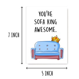 NTVShop You're Sofa King Awesome - Funny Pun Thank You Card For Sister Brother Friend - Hilarious Encouragement Cards