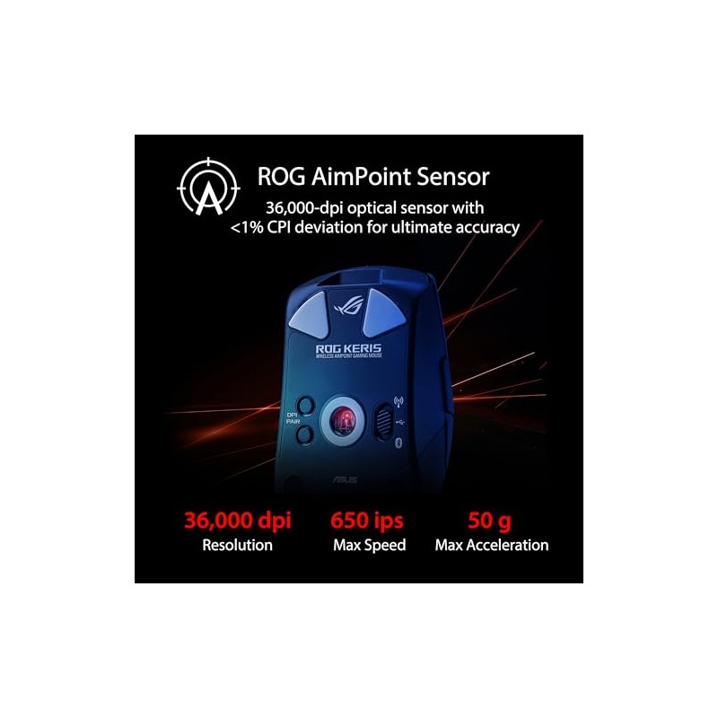 ASUS ROG Keris - mouse inalámbrico para juegos AimPoint, conectividad