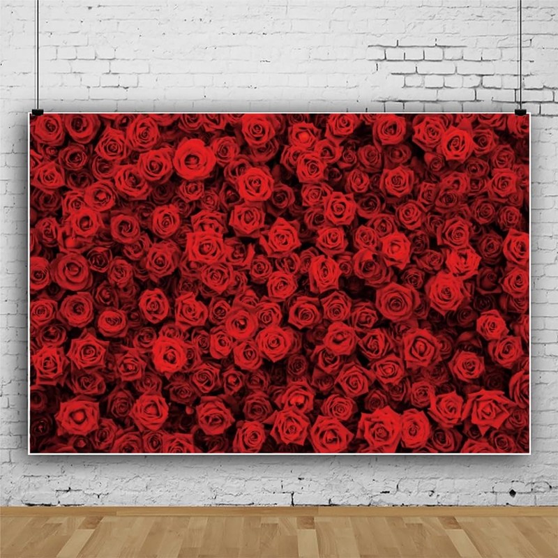 7x5ft Red Rose Floral Backdrop Rose Flowers Wall Background for