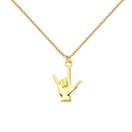 FUSTMW ASL Necklace I Love You Hand Sign Language Charm Pendant Necklace Sign Language Jewelry Interpreter Gift ASL Jewelry Gift for Deaf