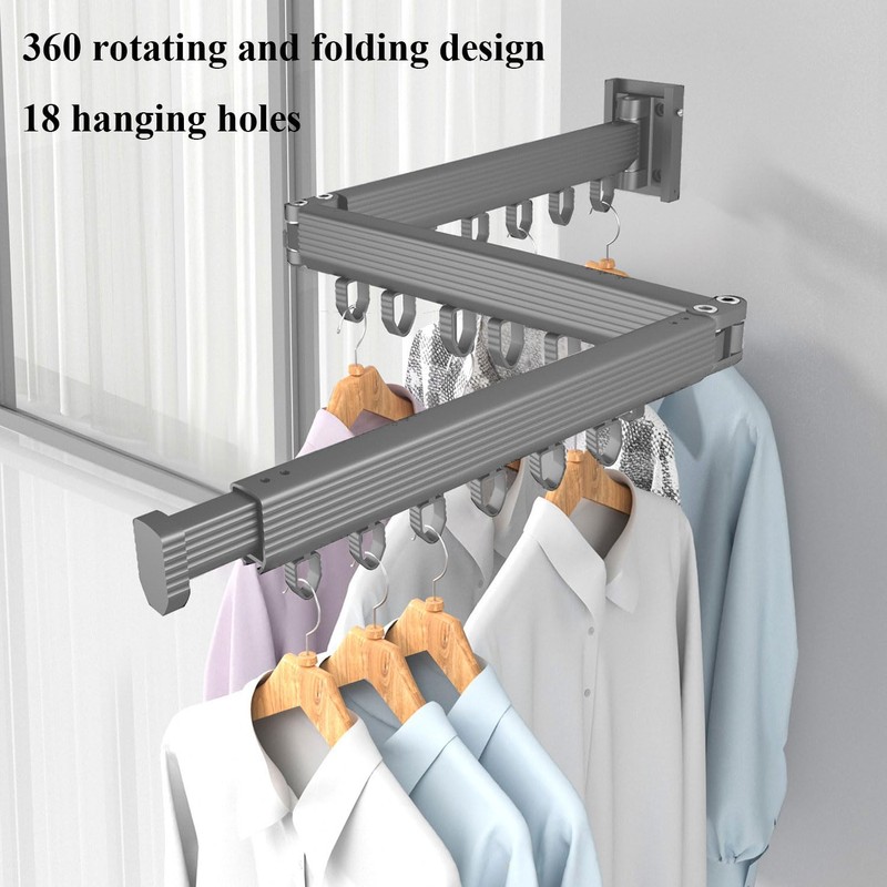 KLEVERISE Retractable Clothes Drying Rack, Wall Mounted Foldable Laundry Clothes