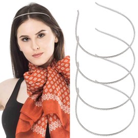 Framendino, 4 Pack Metal Thin Head Bands Sparkly Skinny Crystal Headpiece for Women Bride Bridesmaids Wedding
