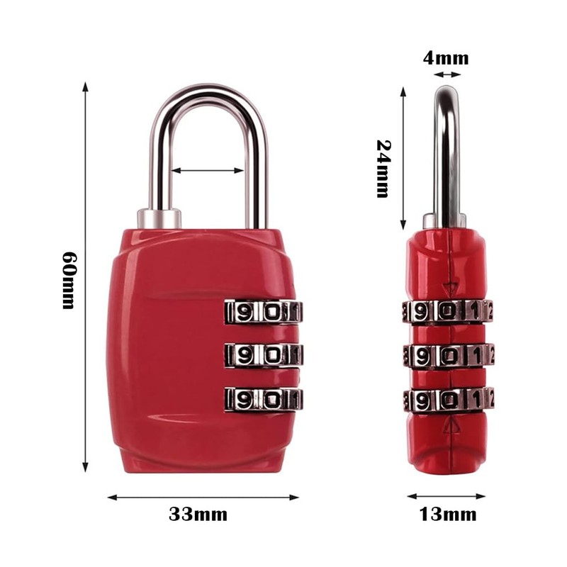 Kellegour 8 Pcs Luggage Locks 3 Digit Combination Padlock,Resettable Code