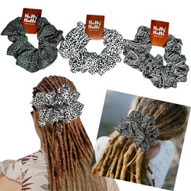 Nutty Natte Handmade Extra Large Jumbo Gaint Scrunchie for thick hair Women Denim Oversized Scrunchies for dreadlock Leopard print Velvet Hair Ties for dreads Curl Thick Hair Ponytail holder (Leopard)