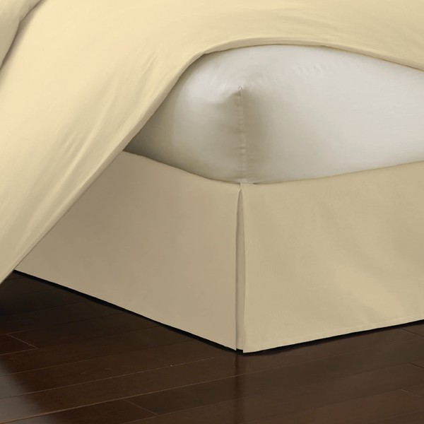 Fresh Ideas Poplin Tailored Bed Skirt Dust Ruffle, Cotton Blend Design, 14" Drop Length, Queen, Butter (FRE20114BUTT03)