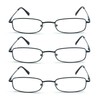 EYE ZOOM 3 Pack Classic Readers Rectangular Metal Reading Glasses