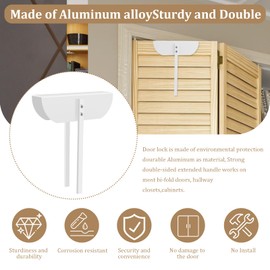 Metal Bifold Door Lock, TAMIDN Closet Protection Child and Cats&Dogs Proof Cabinet Locks, Installation-Free