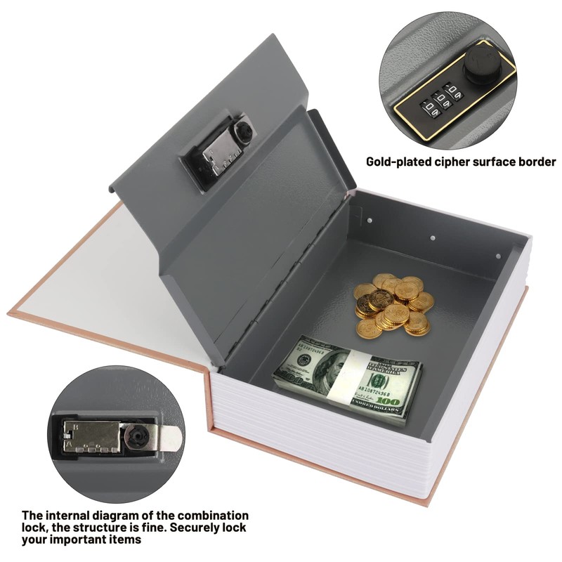 DAJASD Book Safe with Combination Lock, 24 x 15.5 x